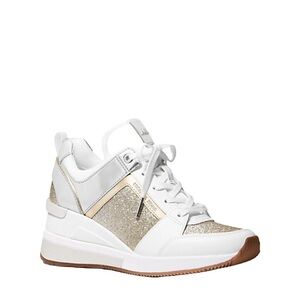 Michael Kors Sneaker 8.5 Multicolor Georgia Mixed-Media Trainer Silver Gold
